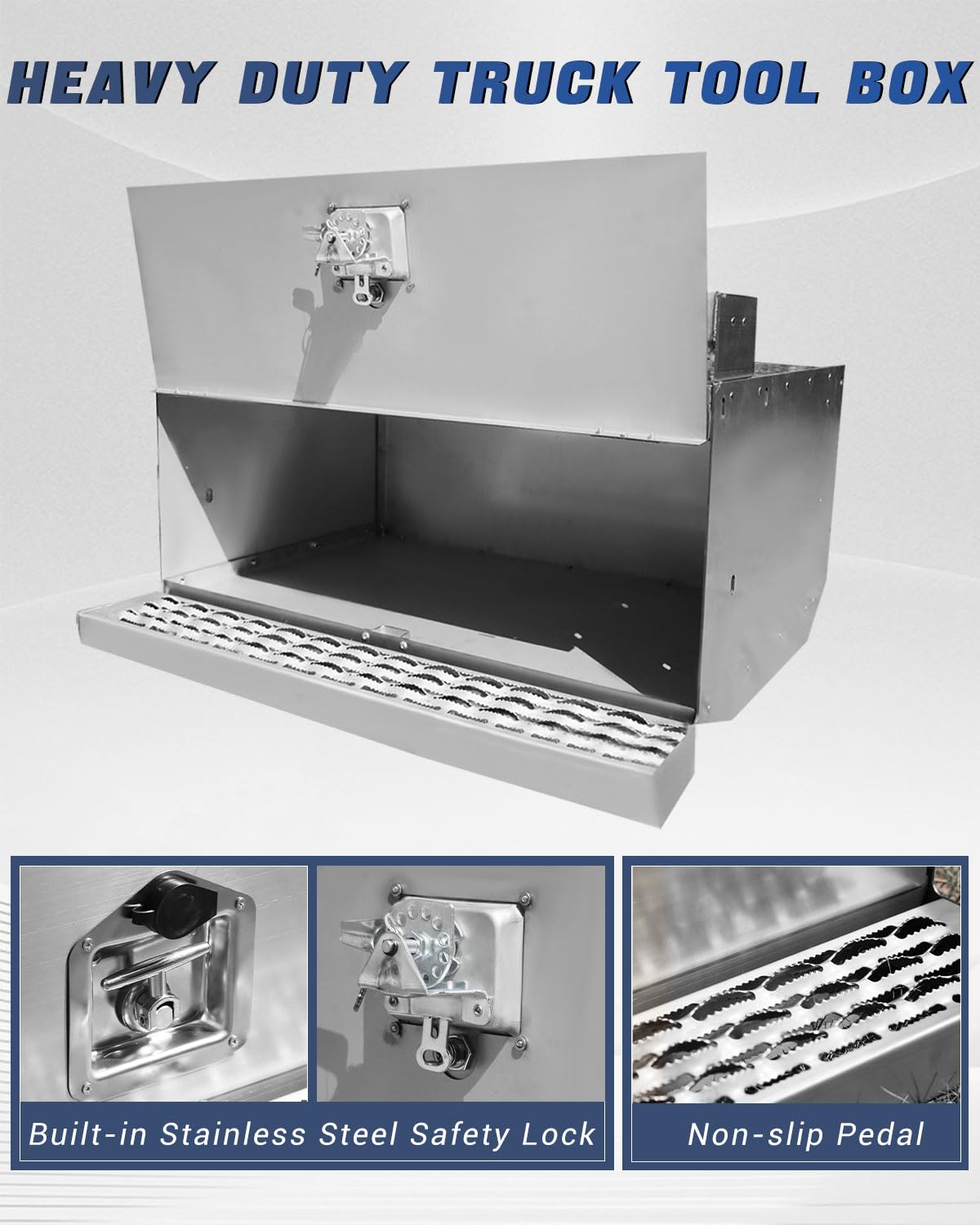 Hpdmauto Cab Entry Battery Box,30 inch Steel Step Semi Truck Tool